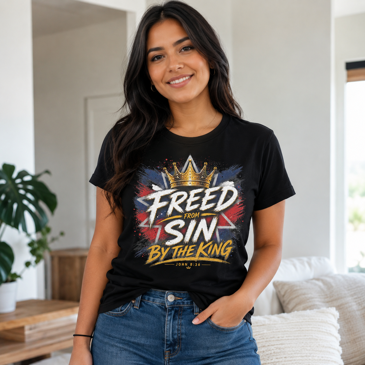 Freed From Sin By The King Script Tee