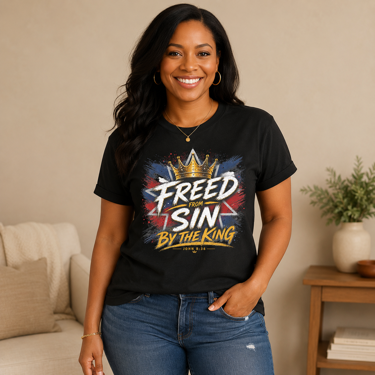 Freed From Sin By The King Script Tee